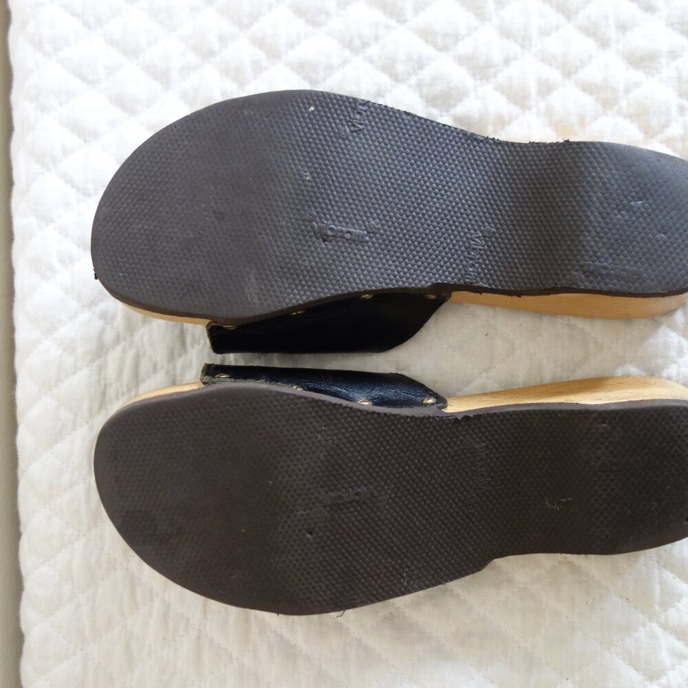Vtg DR SCHOLLS Original Made in Italy Wood Sandals w/ toe loop – Sz 7? - Picture 6 of 7